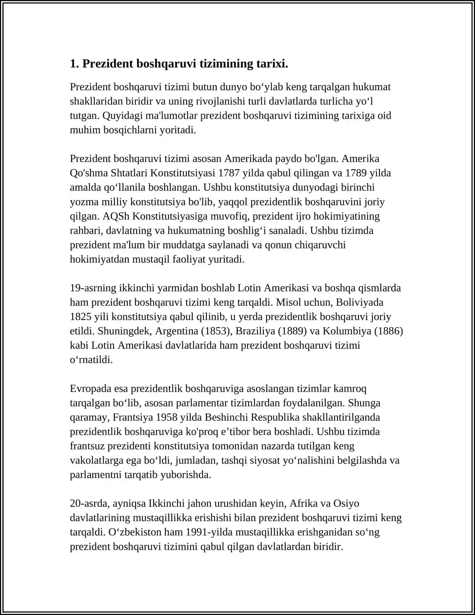 O'ZBEKISTONDA PREZIDENTLIK BOSHQARUVI TIZIMINING JORIY ETILISHI 3