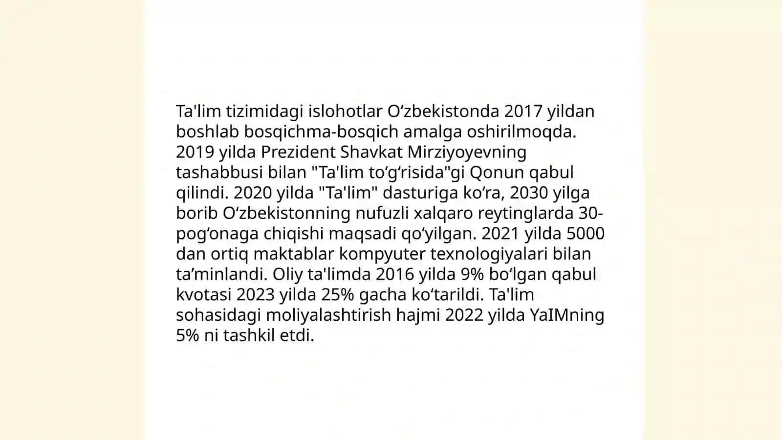 Ta'lim tizimidagi islohotlar 3