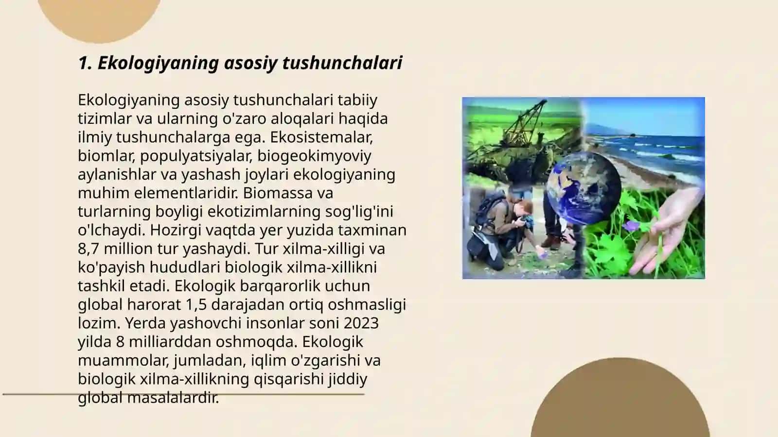 Ekologiya. Odam - ekologik omil. Biosfera va uning muammolari 3