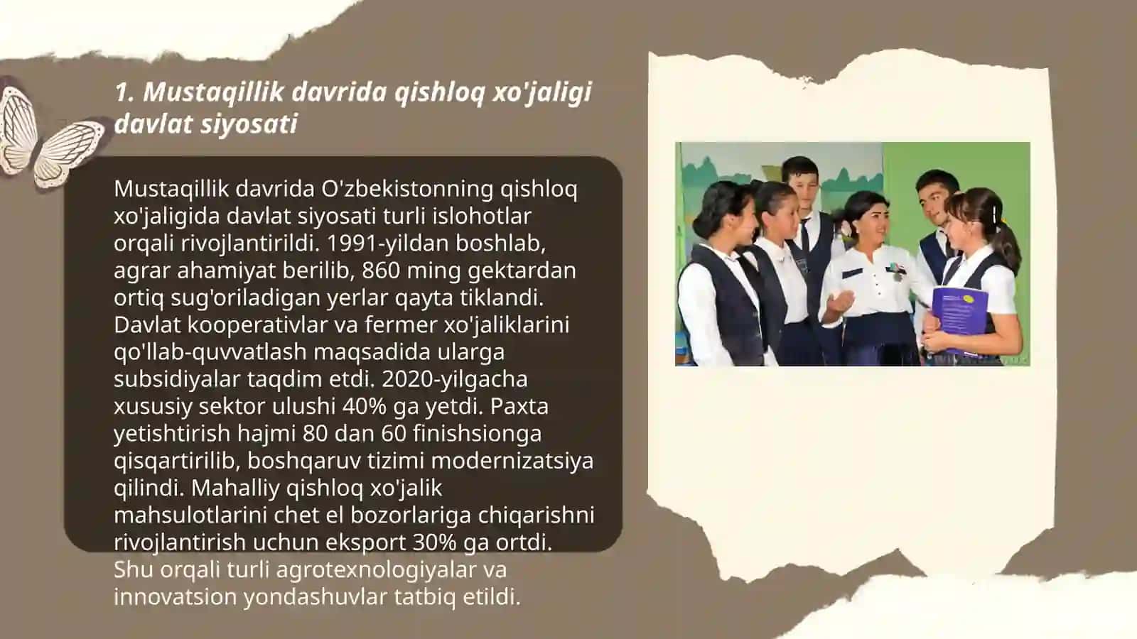 Mustaqillik yillarida qishloq xo'jaligi va sanoat sohasidagi o'zgarishlar 3