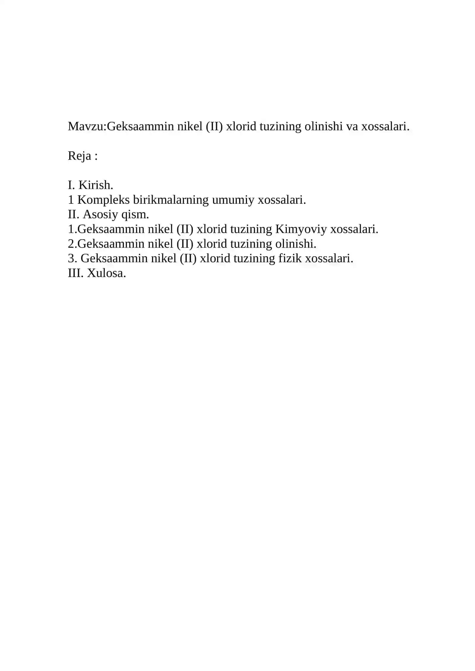 Geksaaminnikel(II)xlorid tuzining olinishi va xossalari 3