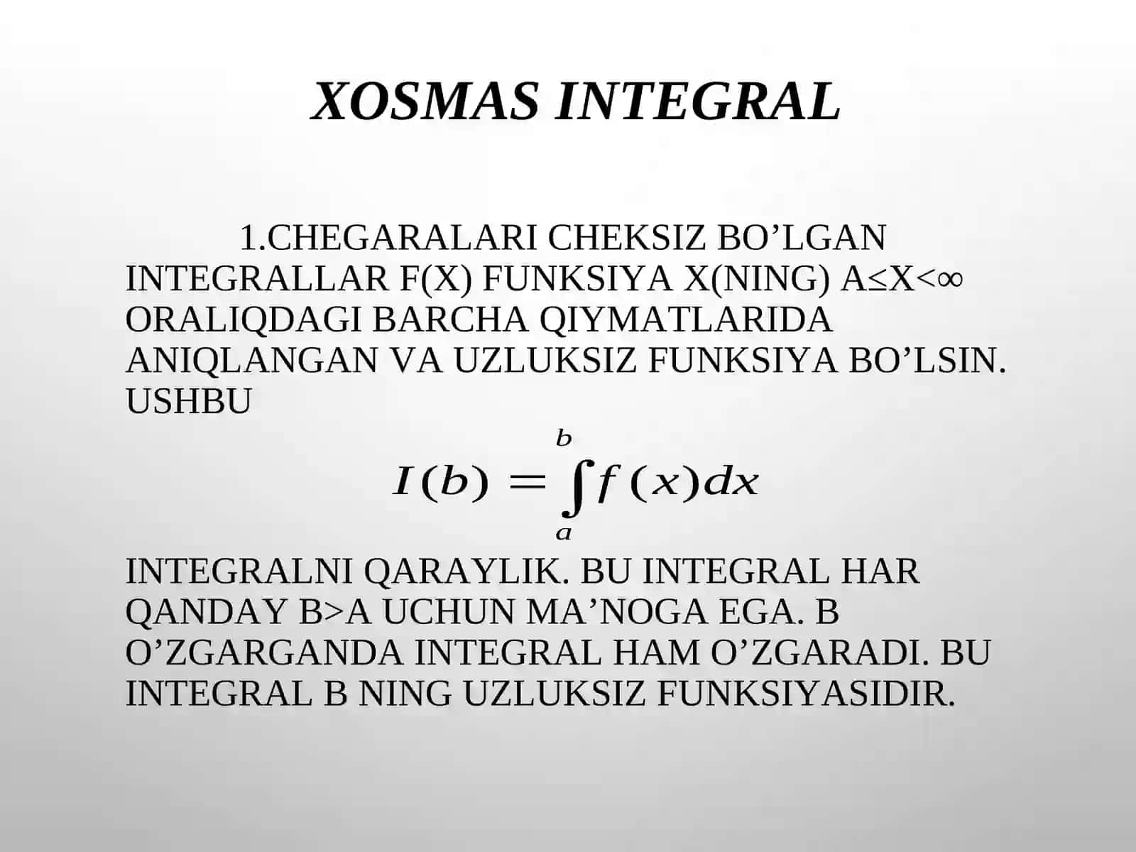 Xosmas integrallar 3