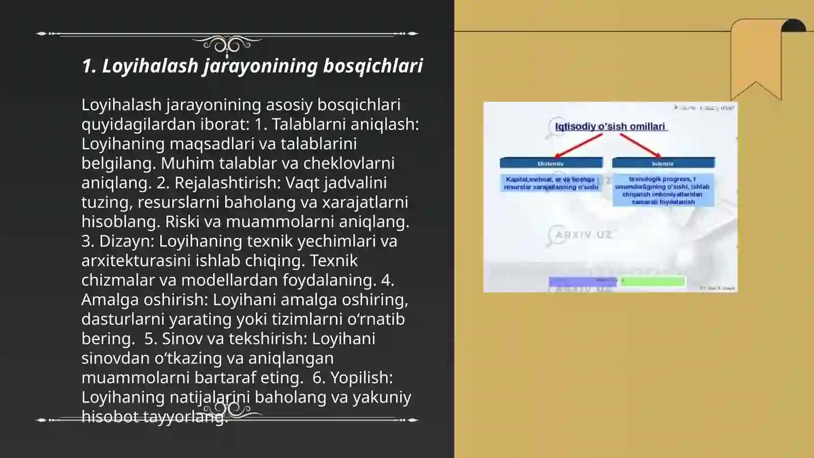 Loyhalash jarayoni va texnik iqtisodiy koʻrsatkichlar 3