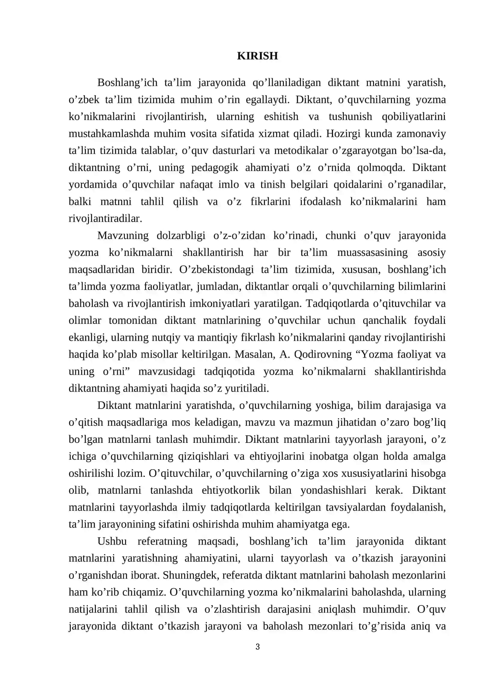 Boshlang’ich ta’lim jarayonida qo’llaniladigan diktant matni yaratish 3