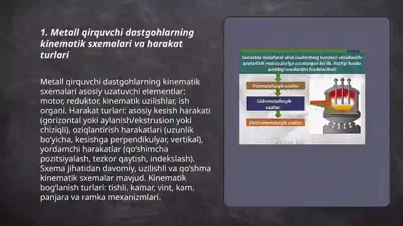 Metall qirquvchi dastgohlardagi harakatlarni o’rganish 3