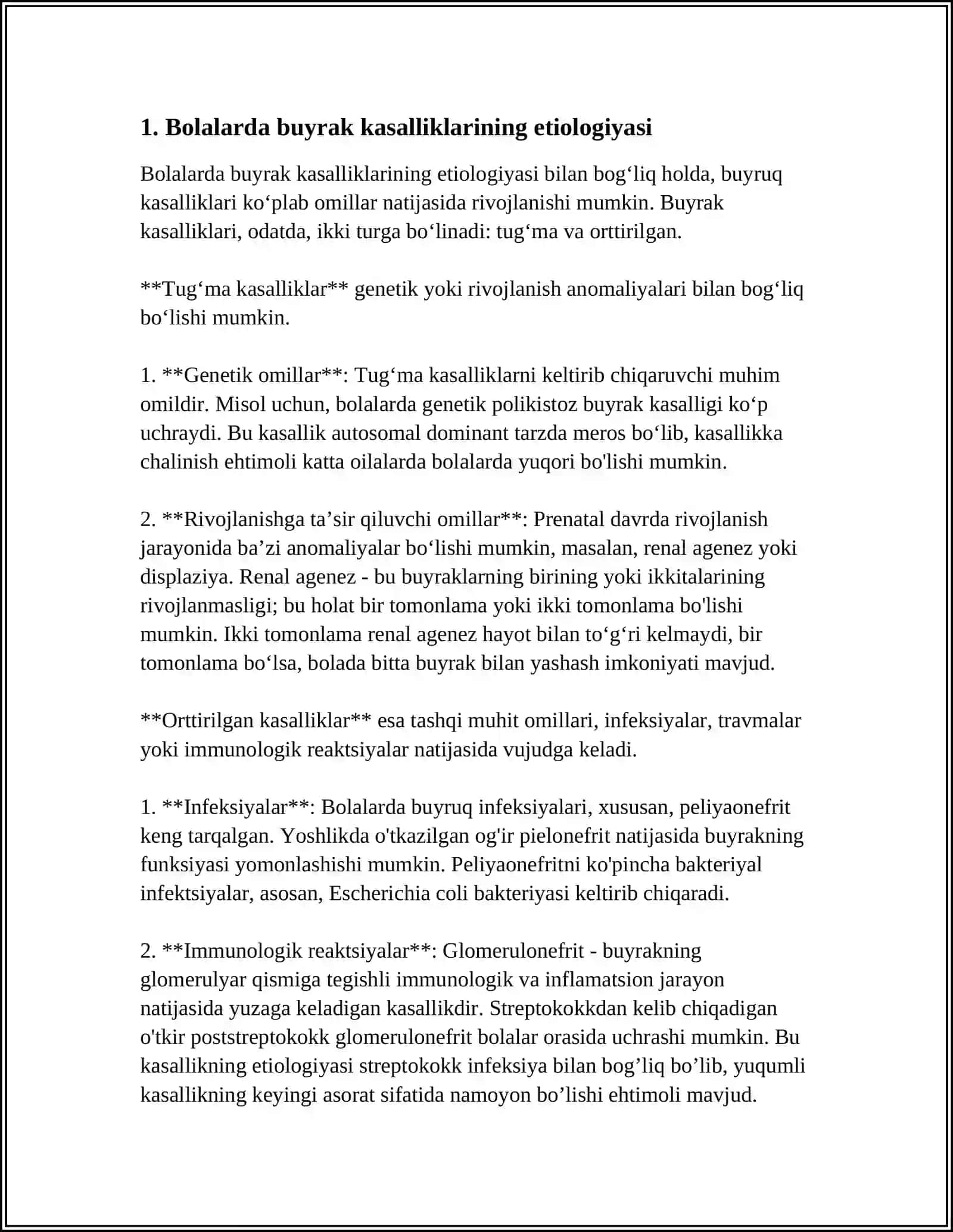 BOLALARDA BUYRAK KASALLIKLARI KECHISHI 3