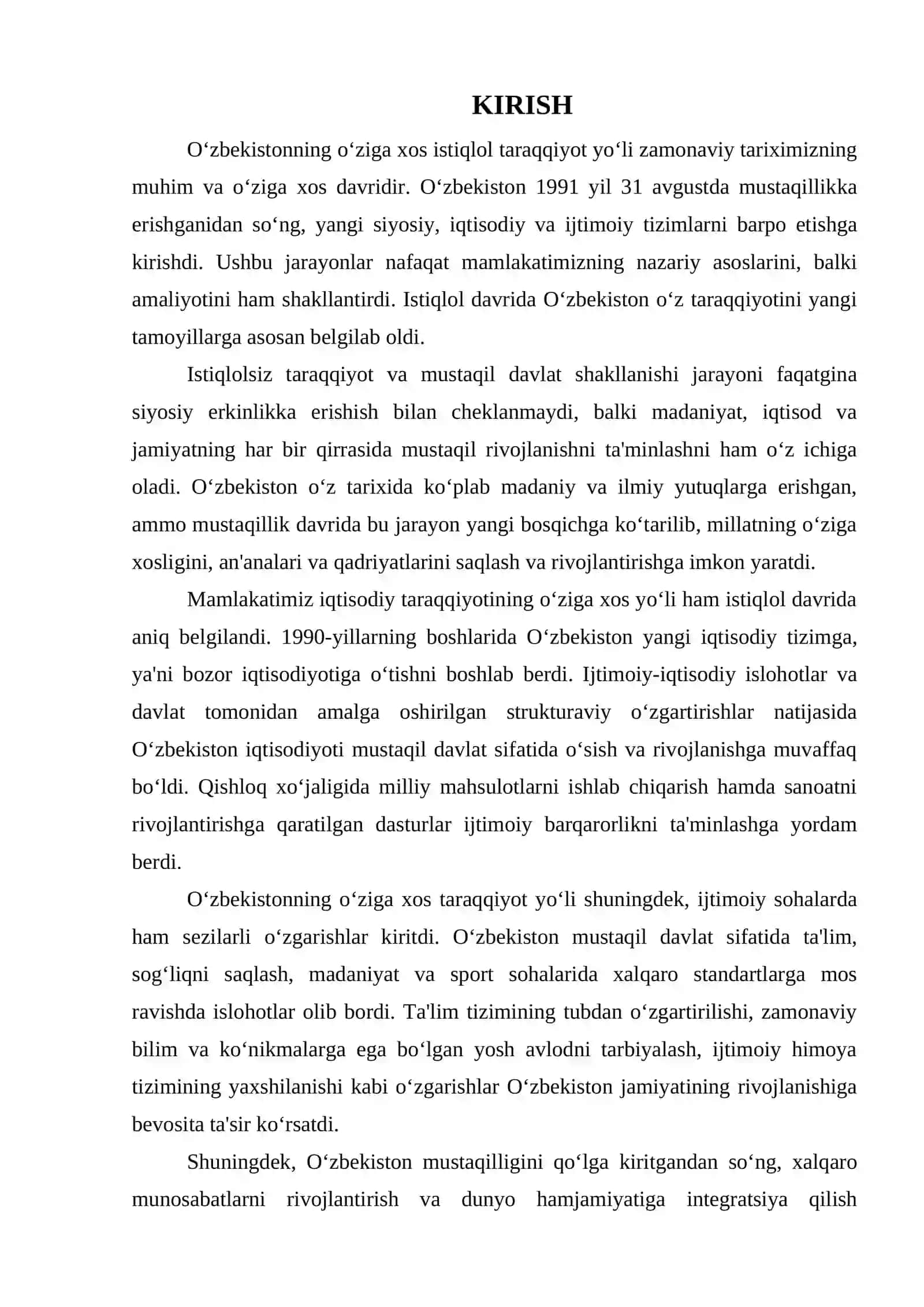 O’ZBEKISTONNING O’ZIGA XOS ISTIQLOL TARAQQIYOT YO’LI 3