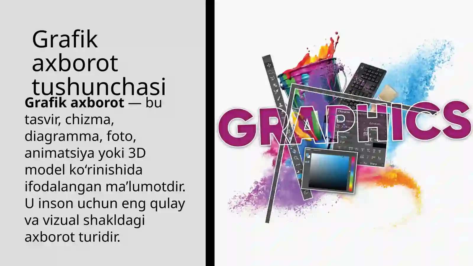 Grafik axborotlarni kiritish, tahrirlash va chiqarishning dasturiy vositalari. 3