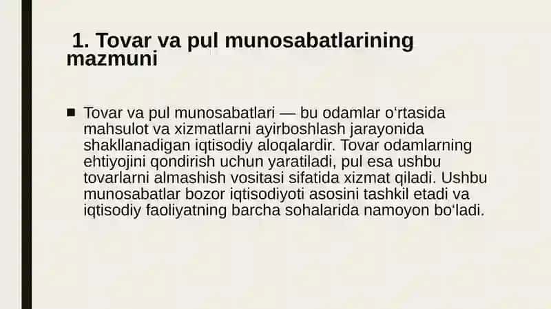 Tovar va pul munosabatlari 3
