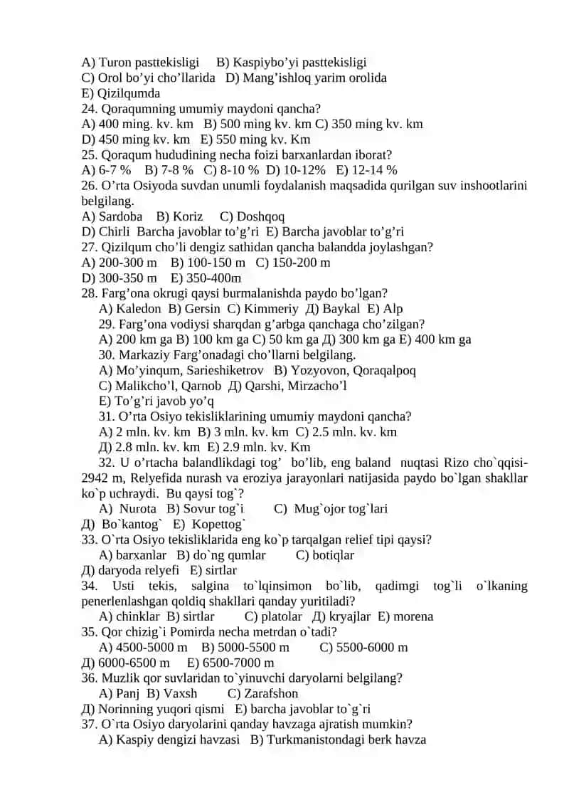 O’RTA OSIYO TABIIY GEOGRAFIYASI I-variant 3