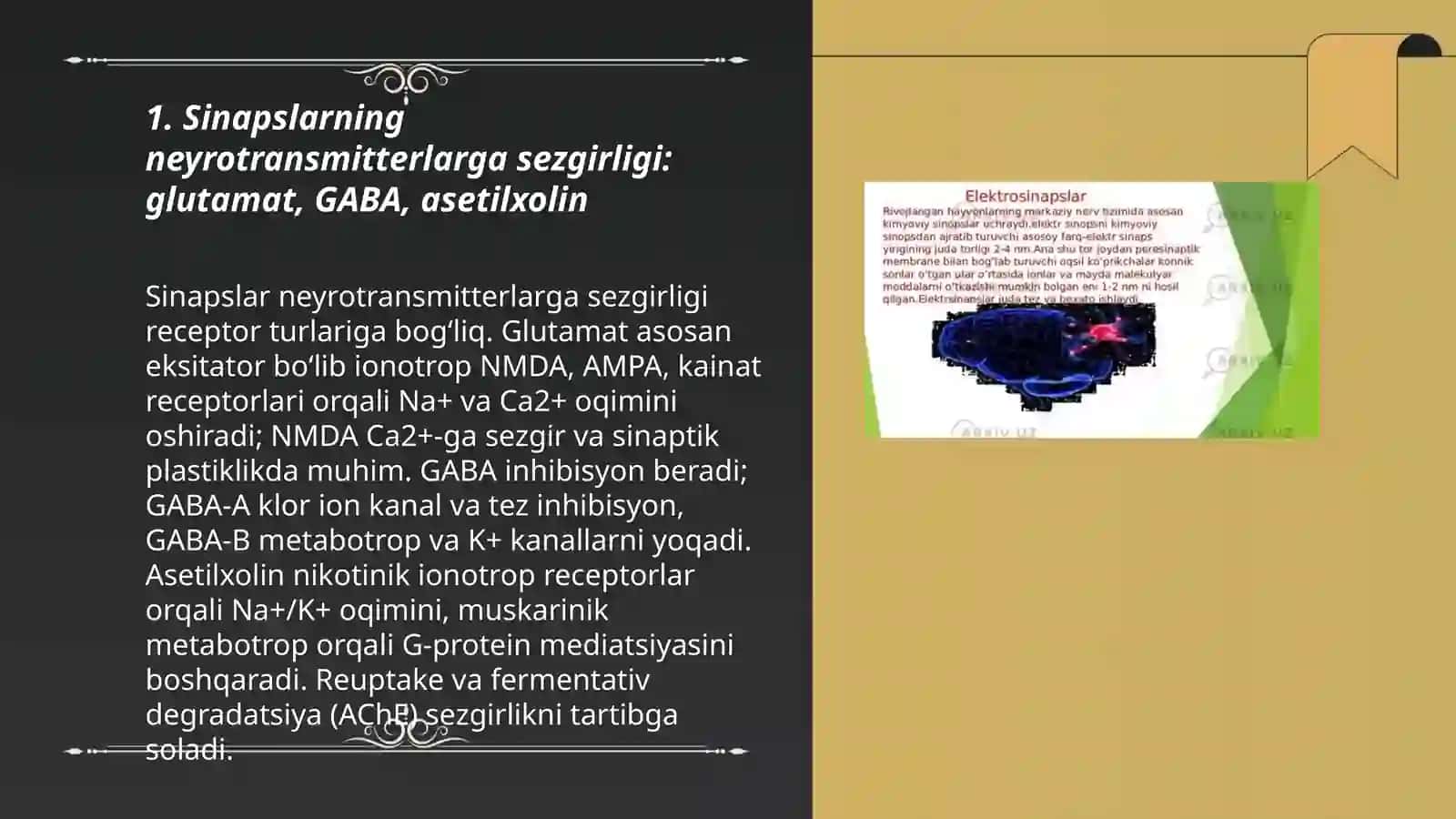 Sinapslarning turli moddalarga sezgirligi 3