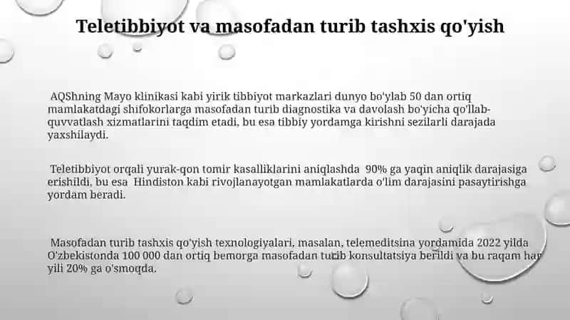 Tibbiyot masalalarida yechishda axbarot kommunikatsiyasi texnalogiyasi 3