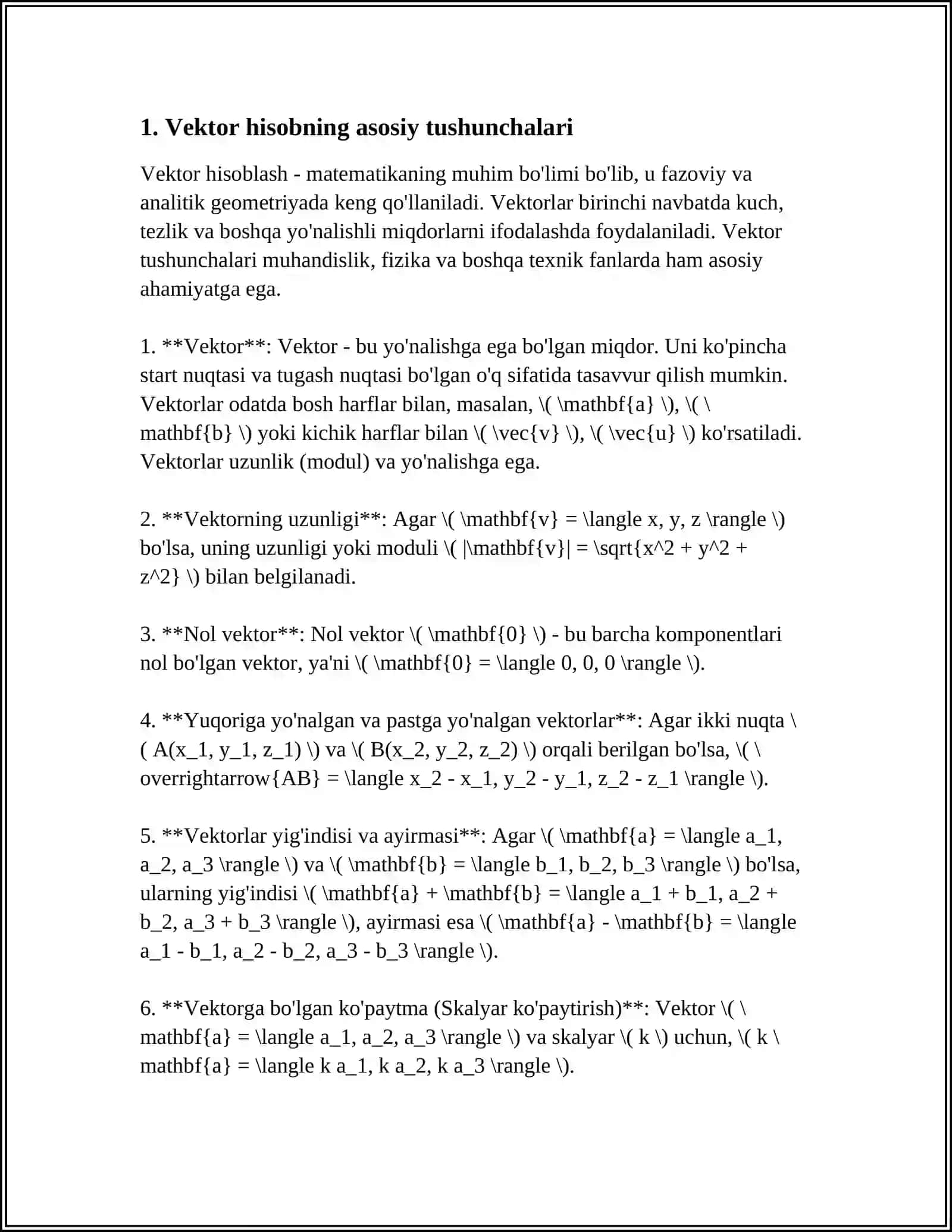 MUSTAQIL ISH Mavzu: BIOLOGIK TIZIMLARNI MODELLASHTIRISHDA VEKTOR HISOB TATBIQLARI 3