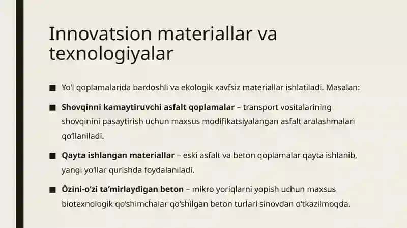 AQSHning avtomobil yo’llarini obodonlashtirish bo’yicha tajribalari 3