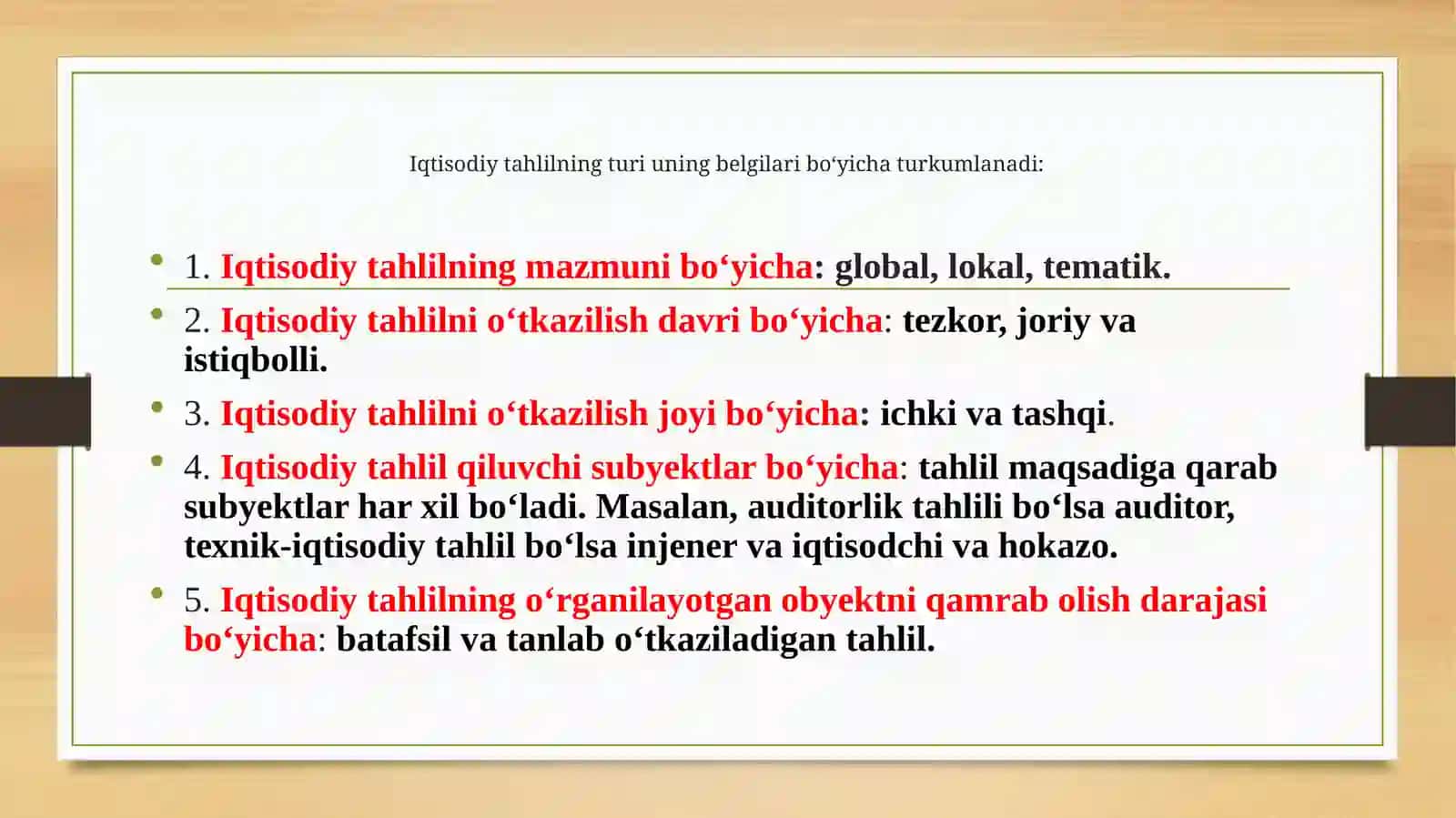Iqtisodiy tahlilning turlari va shakllari 3