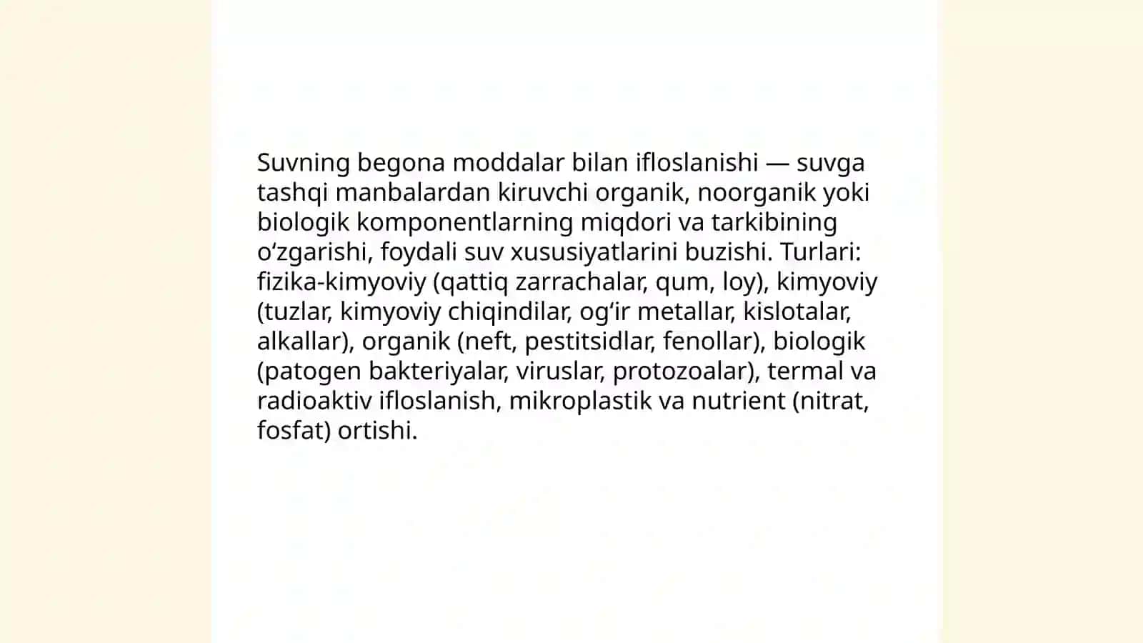 Suvning begona moddalar bilan ifloslanishi 3