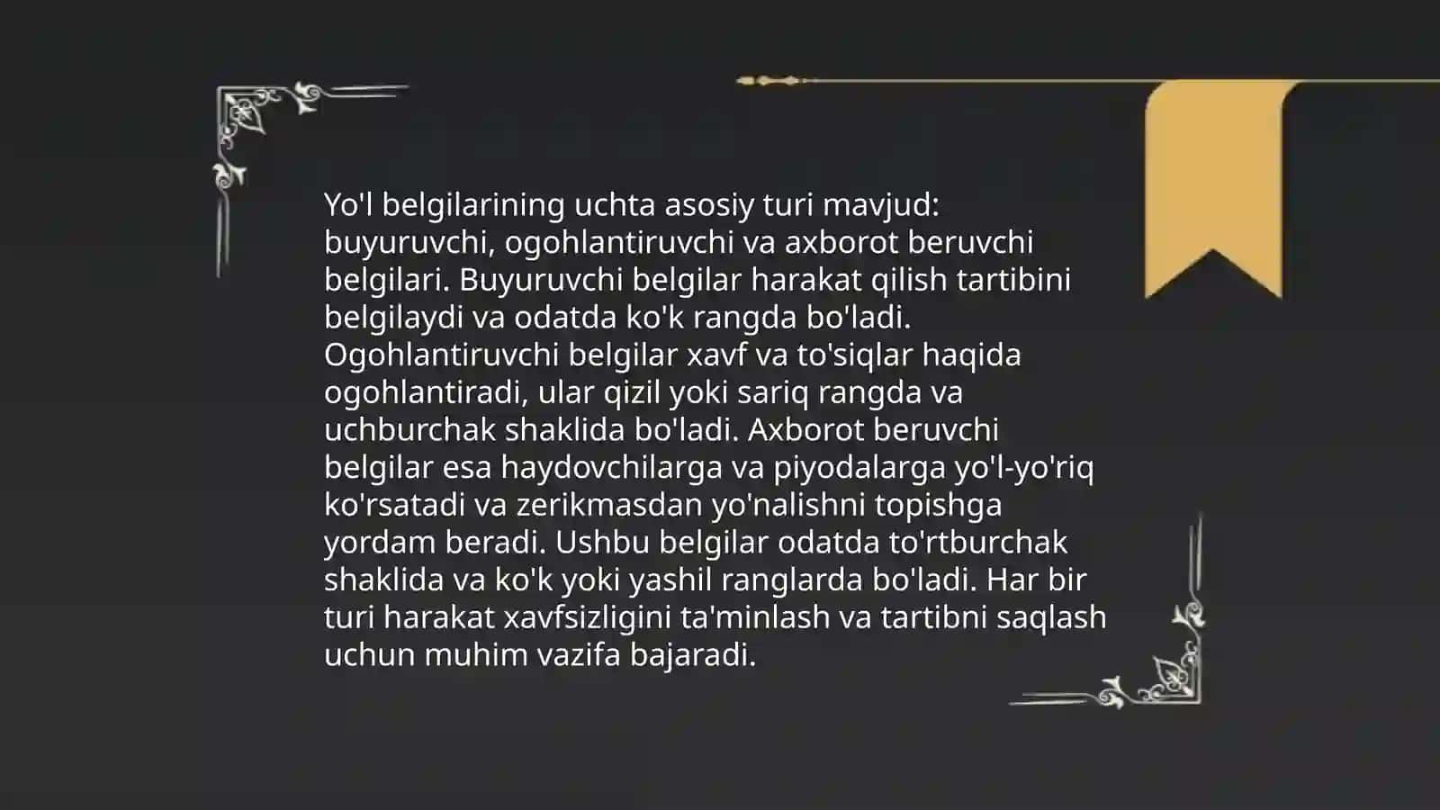 Yo'l harakatini boshqarishning texnik vositalari va ularning tasnifi 3