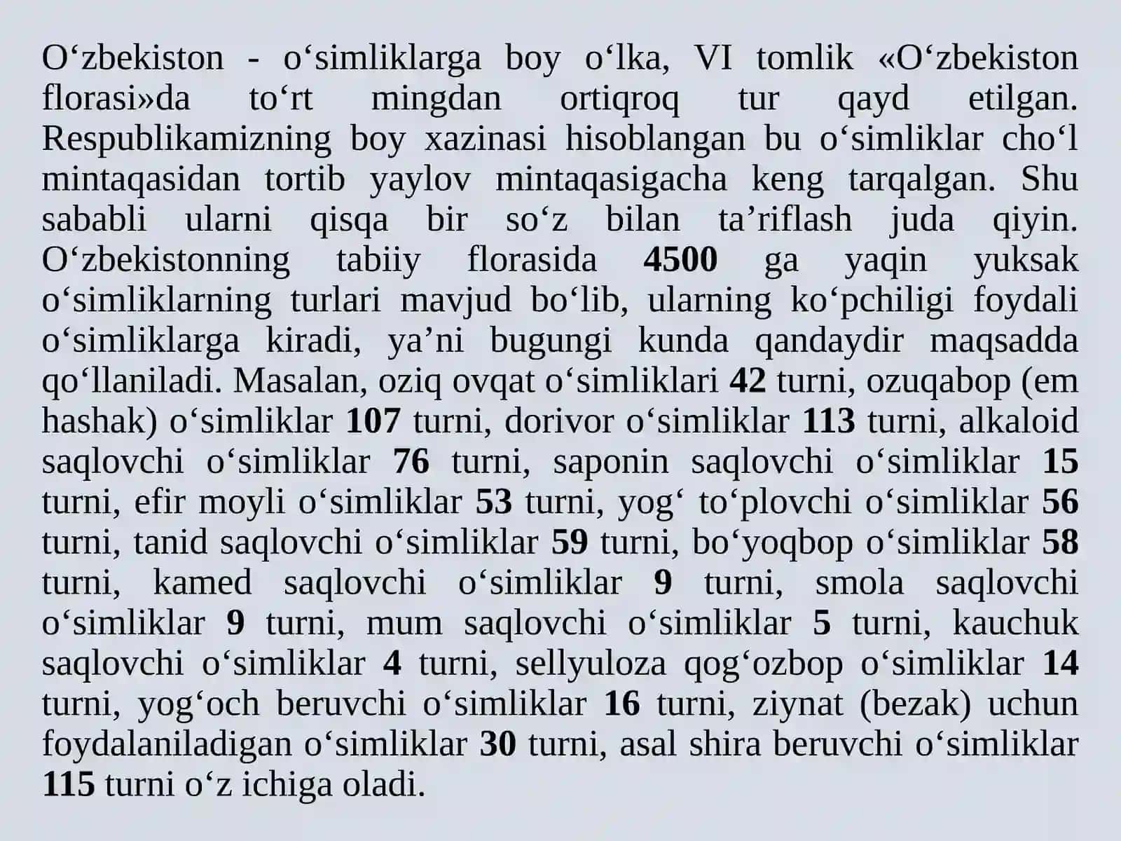 O‘ZBEKISTON TABIIY FLORASININGASOSIY DORIVOR O‘SIMLIKLARI 3
