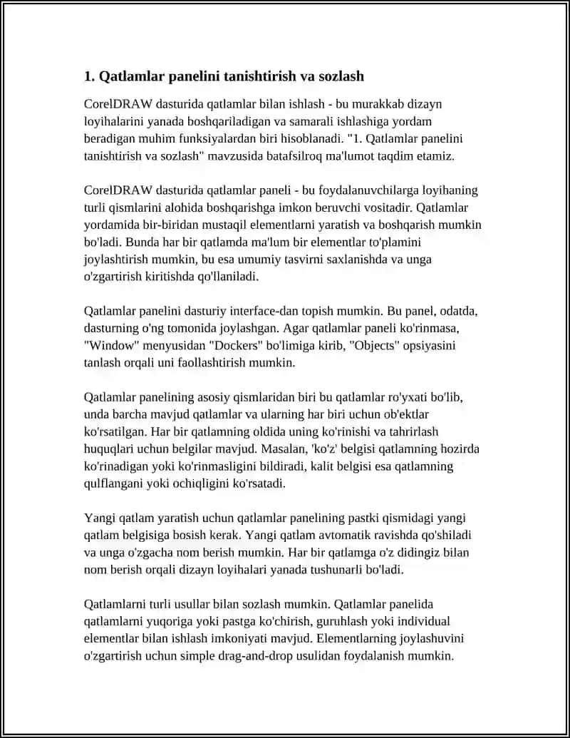 CORELDRAW DASTURIDA QATLAMLAR BILAN ISHLASH 3