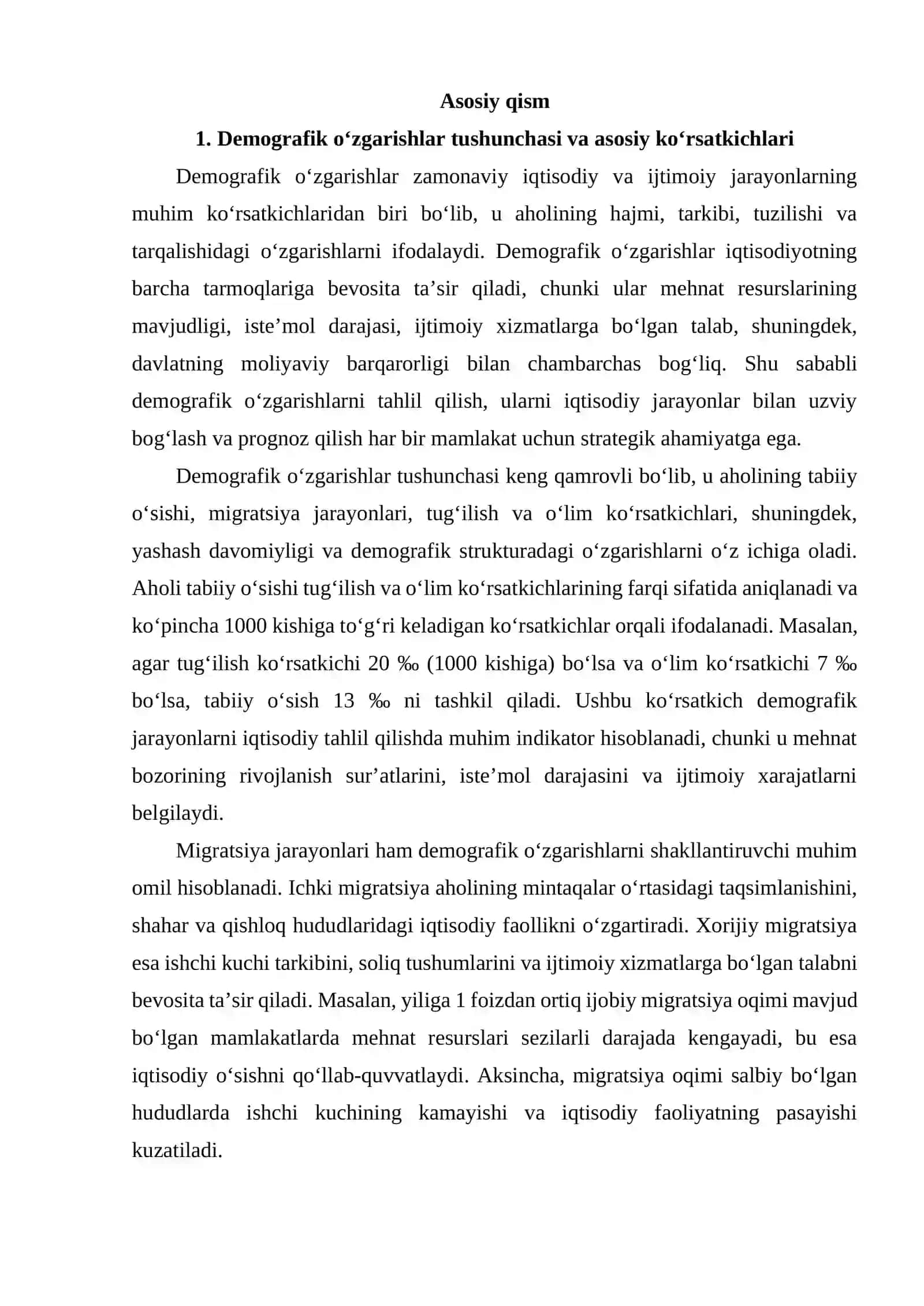 Demografik o‘zgarishlar (aholi qarashi) va iqtisodiy o‘sish dinamikasi 3