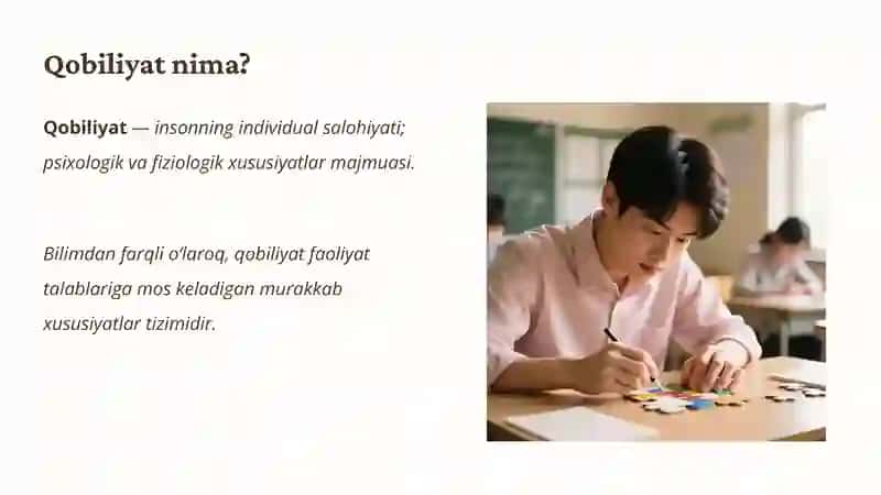 QOBILIYAT RIVOJLANISHIGA TASIR QILUVCHI OMILLAR MAVZUSIDAGI MUSTAQIL ISHI 3