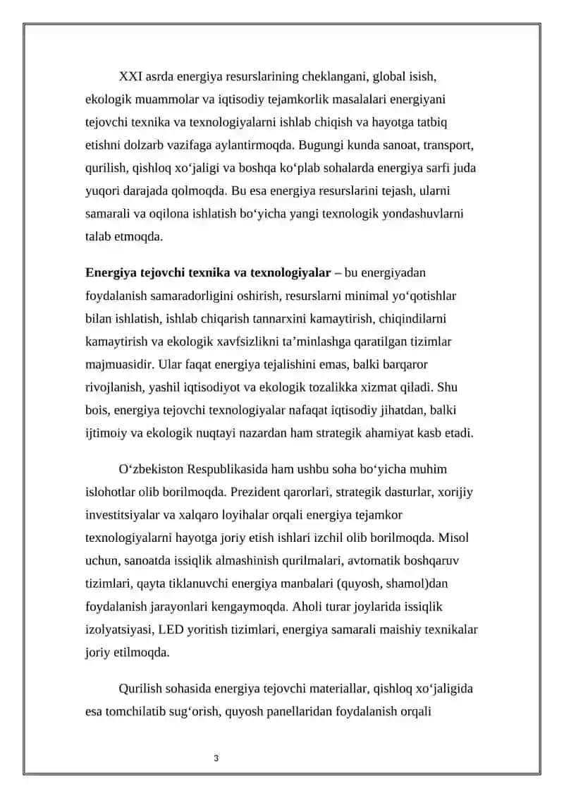 Energiya tejovchi texnika va texnologiyalar 3
