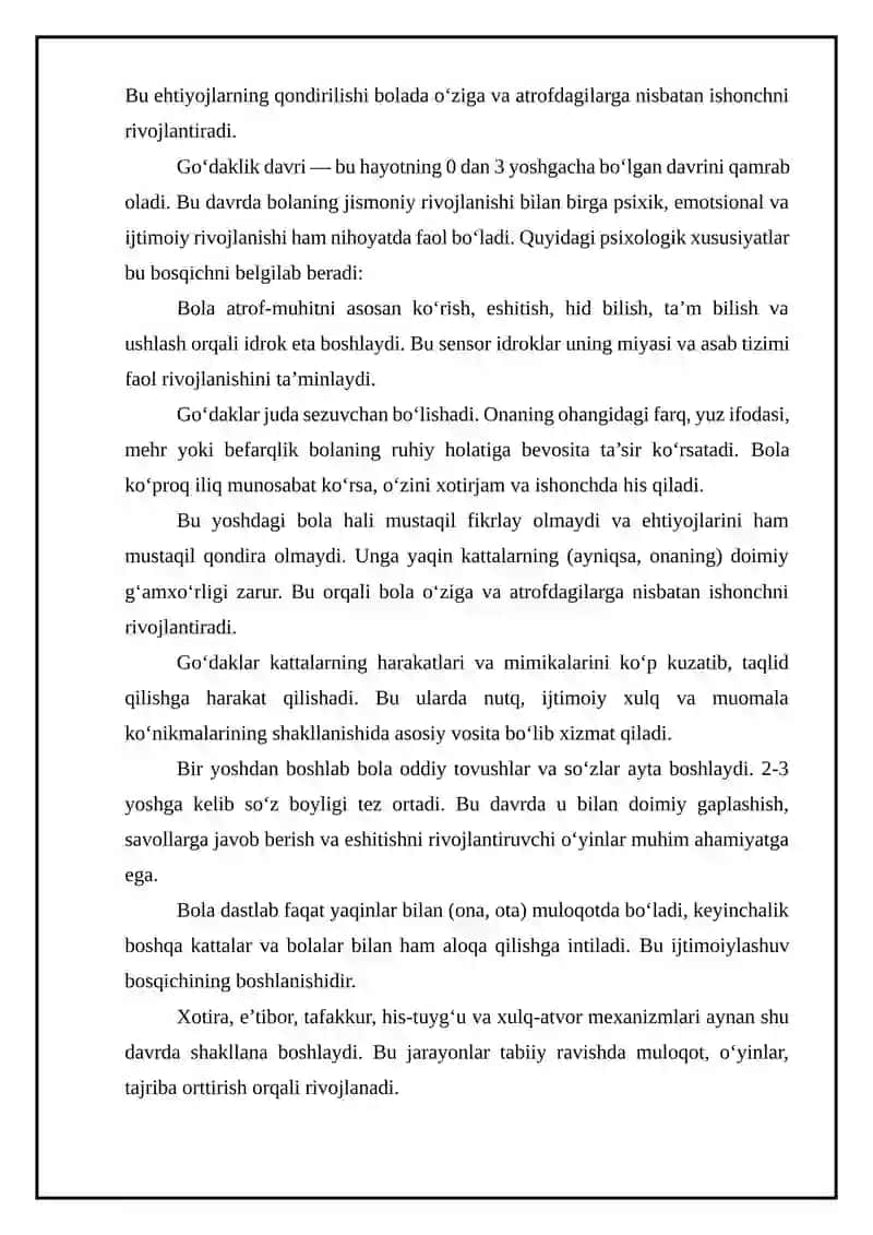 gödaklik davrida psixologik rivojlanishda kattalar bilan emotsional muloqotning ahamiyati 3