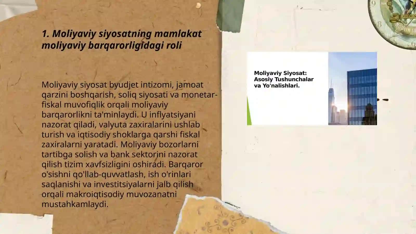 Moliyaviy siyosat mamlakad moliyaviy barqqarorligini asosiy sifatida 3