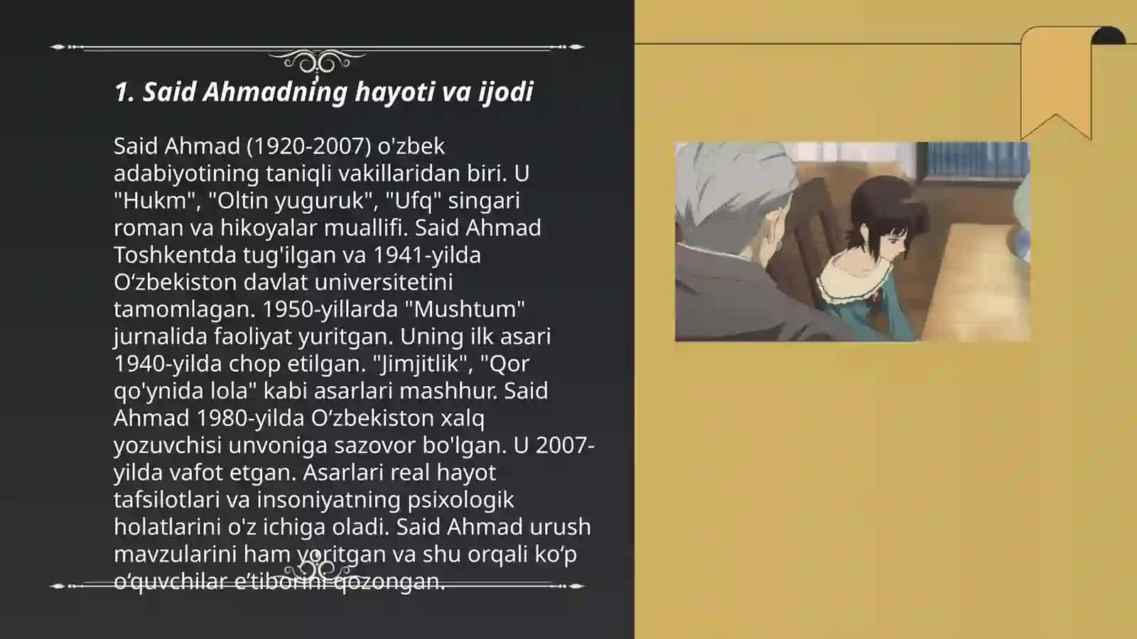 Said Ahmadning "Jimjitlik" romani haqida 3