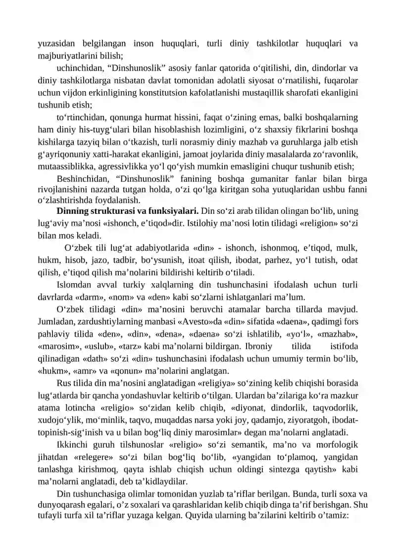 DINSHUNOSLIK FANINING PREDMETI, MAQSADI VA VAZIFALARI 3