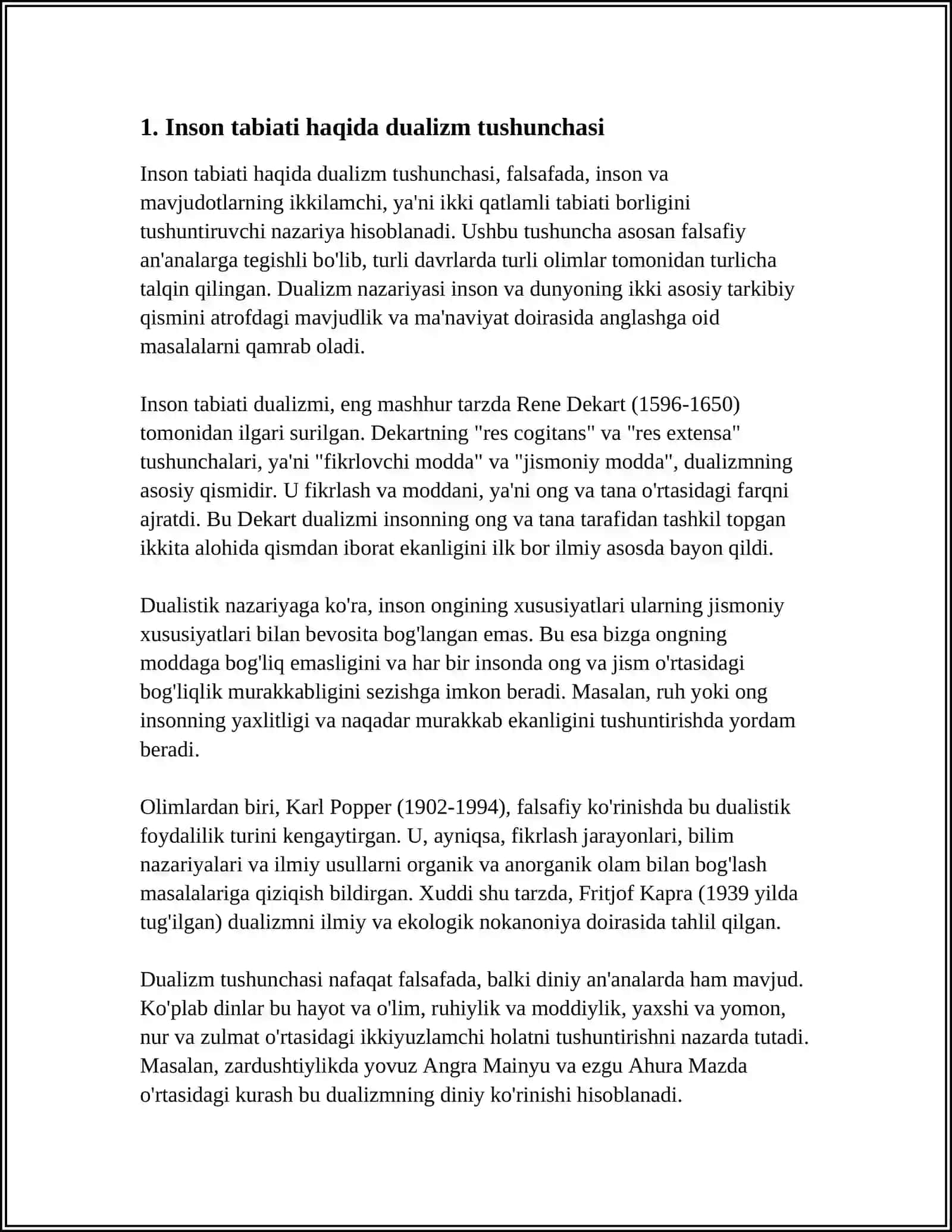 INSONNI TUSHUNISHGA DUALIZM VA MONIZM NUQTAI NAZARIDAN YONDASHUV 3