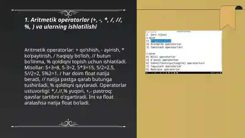Pythonda operatorlar va ular bilan ishlash 3