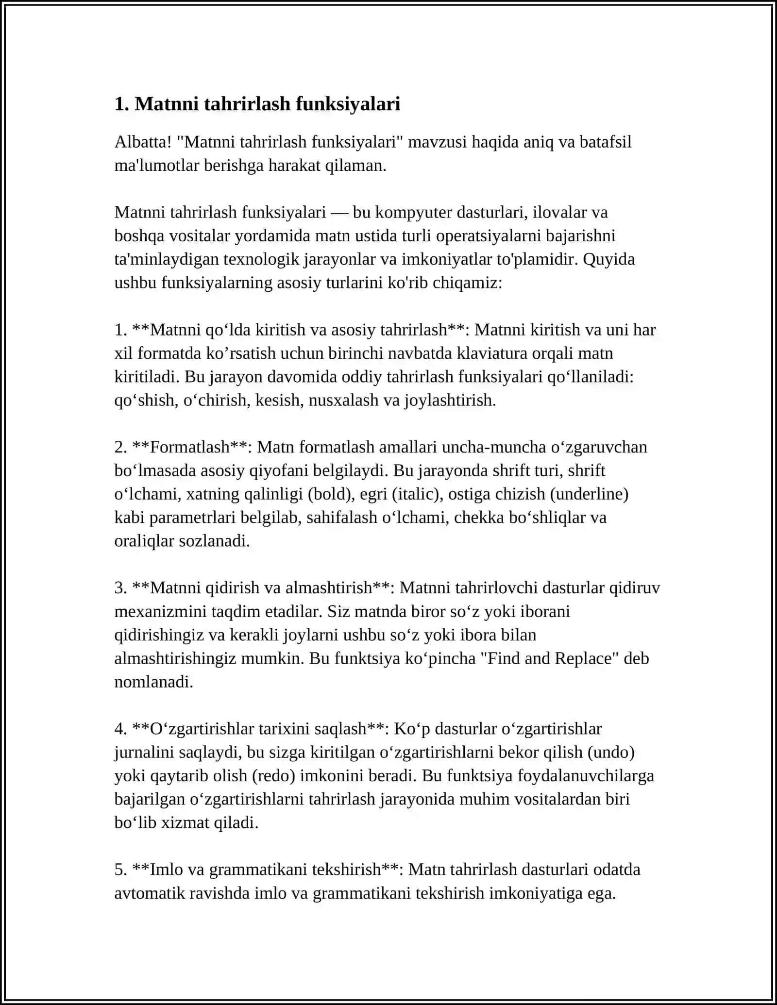 MATNLI MAʼLUMOTLARNI QAYTA ISHLASH DASTURIY TAʼMINOTI VA TEXNOLOGIYALARI (MATN MUHARRIRI,MATN PROTSESSORI 3