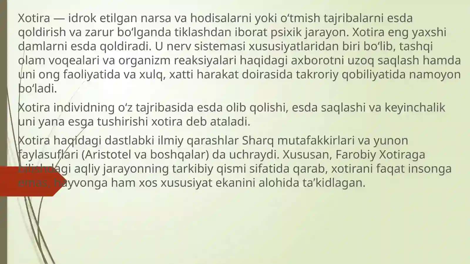 XOTIRA HAQIDA TUSHUNCHA VA UNING NERV - FIZIOLOGIK XUXUSIYATLARI 3