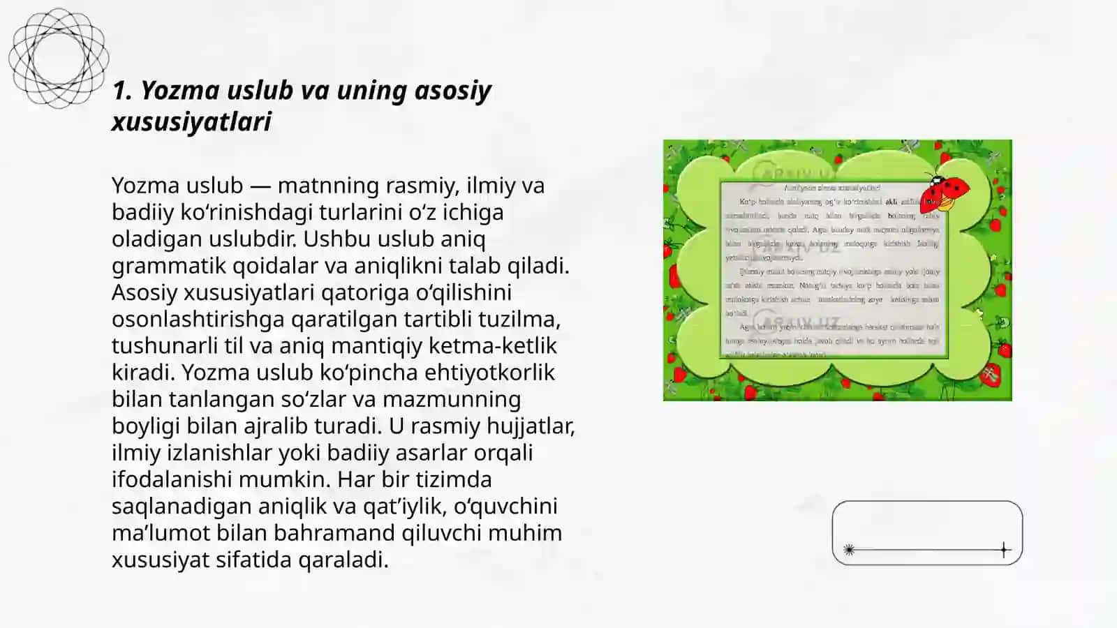 Yozma va ogʻzaki uslub va uning xususiyatlari 3