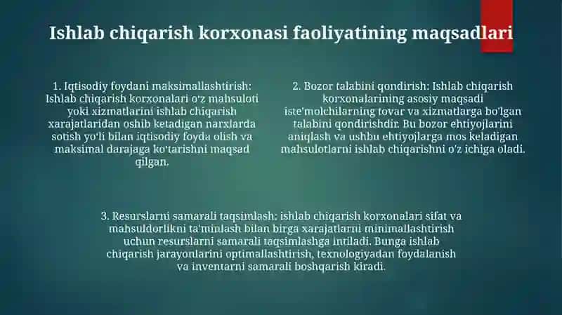 Ishlab Chiqarish Korxonasi Faoliyati 3