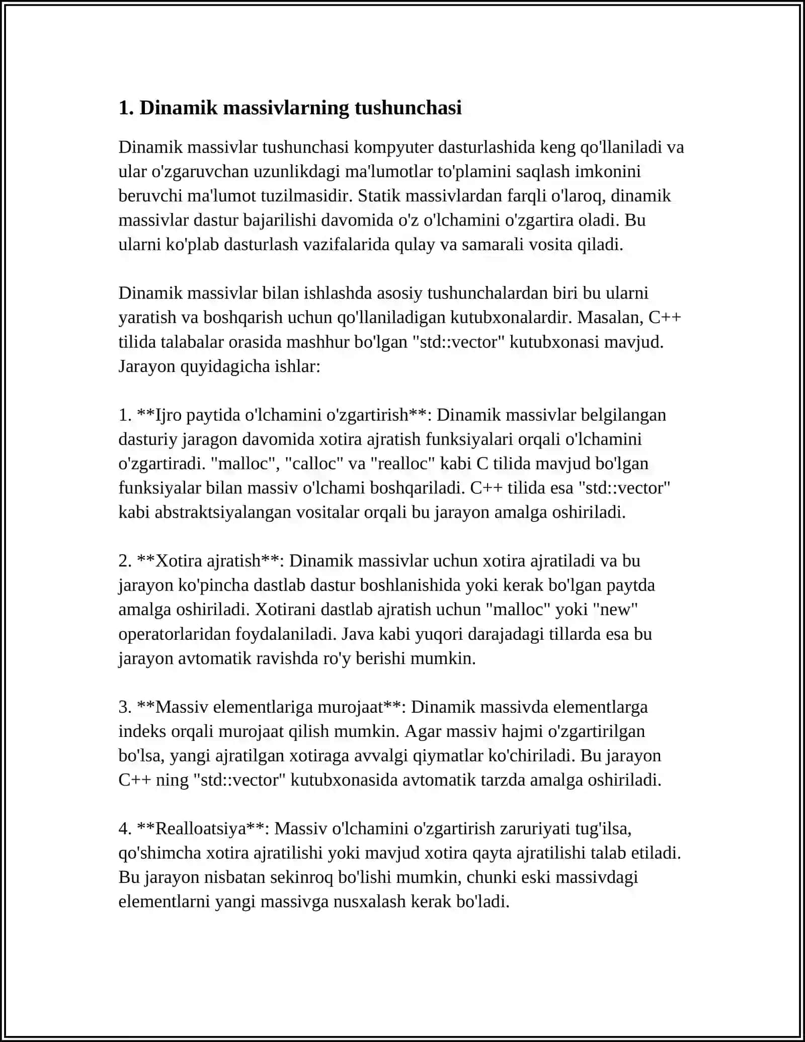 DINAMIK MASSIVLAR VA KO‘RSATKICHLAR 3