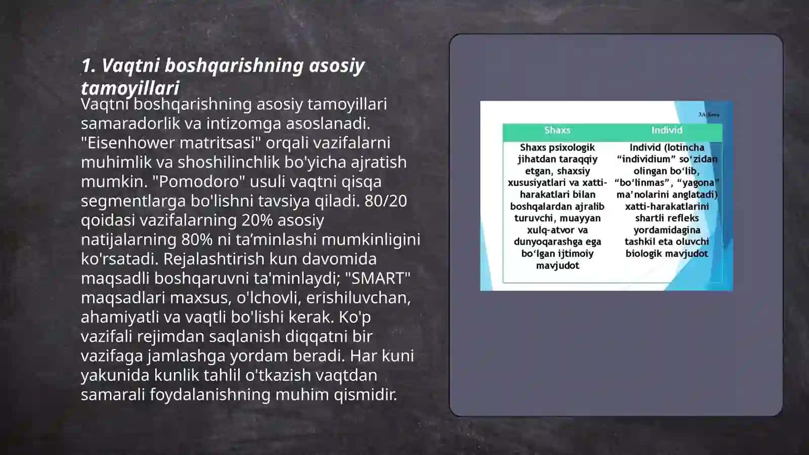 Vaqtni boshqarish san'ati tushunchasi va uning mazmuni 3