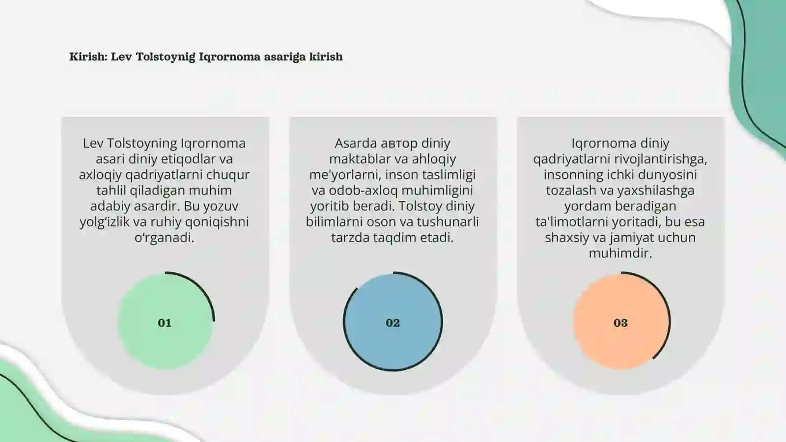 Lev Tolstoynig Iqrornoma asaridagi diniy etiqodlarni tahlil qilish 3