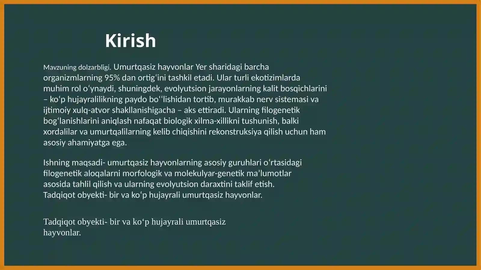 Umurtqasiz hayvonlarning bir-biri bilan filogenetik bogʻlanishi 3