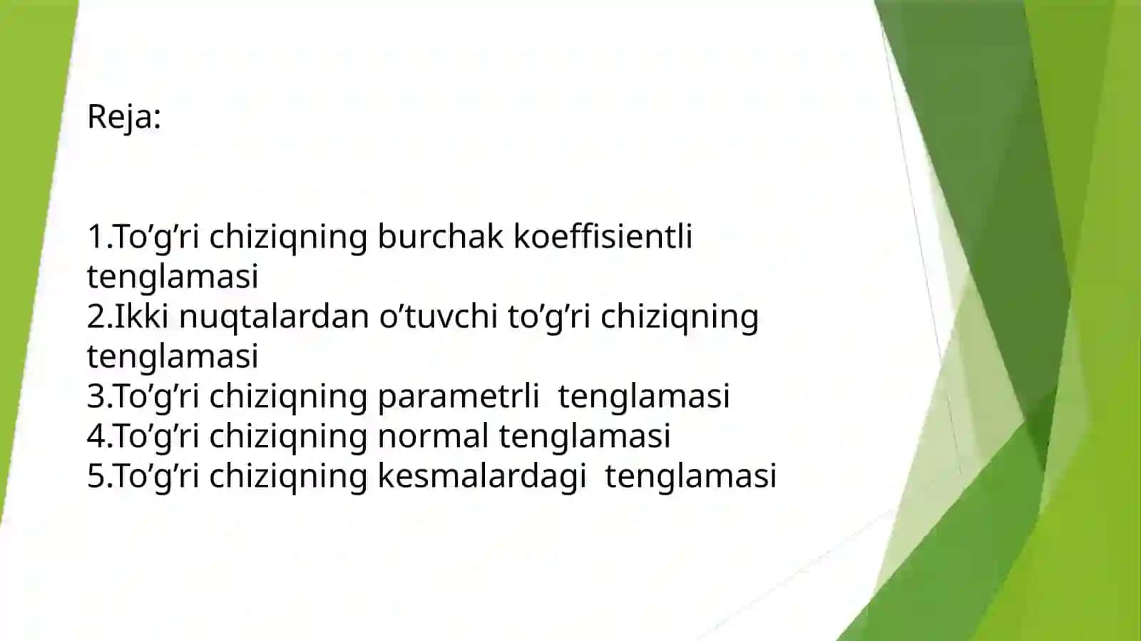 Tekislikda to’g’ri chiziq tenglamalari 3