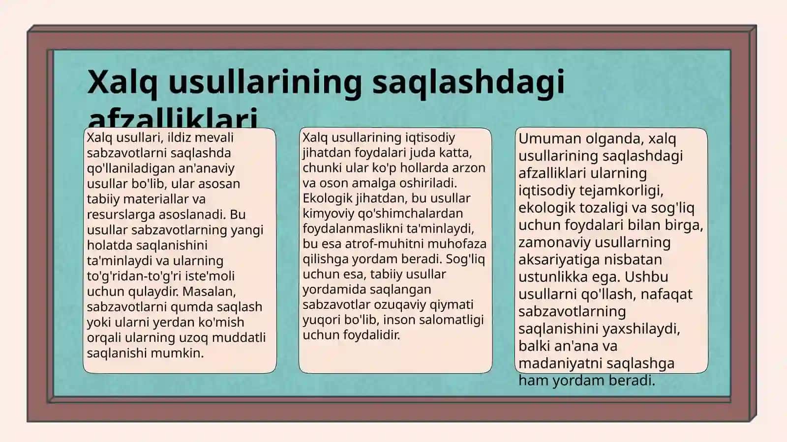 Ildiz mevali sabzavotlarning vaqtinchalik omborlarda saqlashning xalq usullari 3