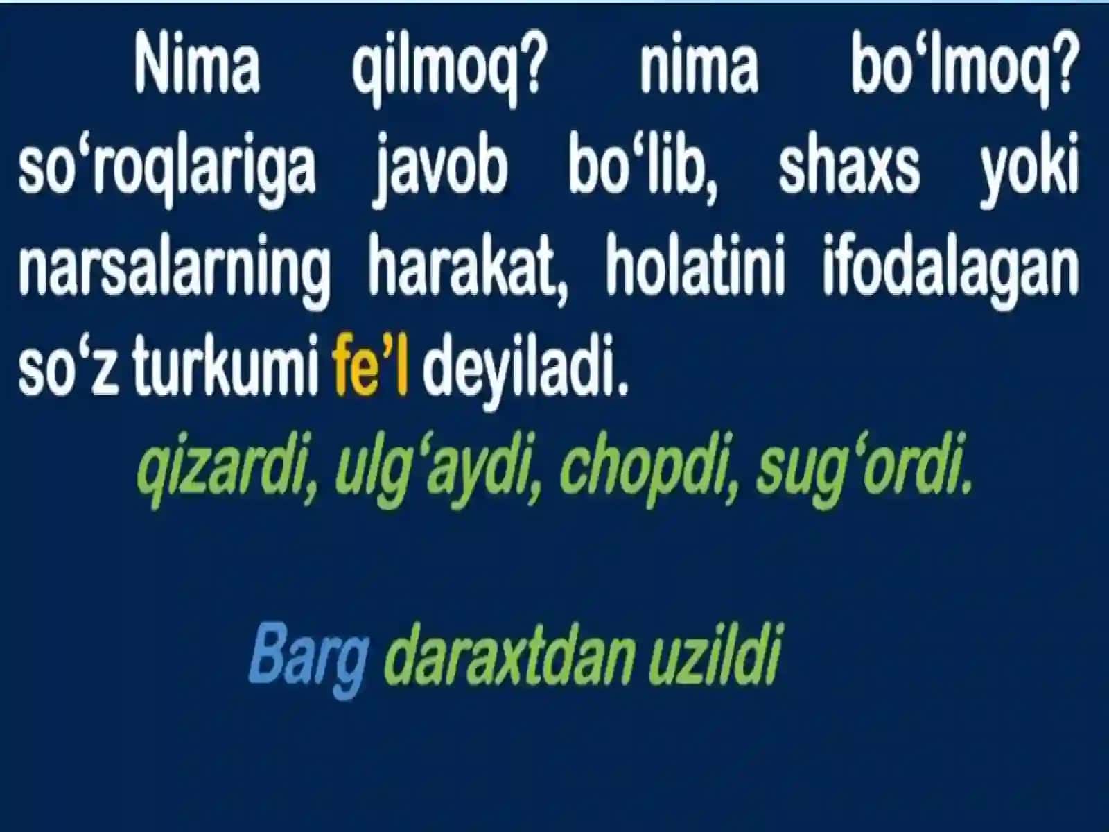Fe’lning ta’rifi, O‘timli va o‘timsiz fe’llar 3