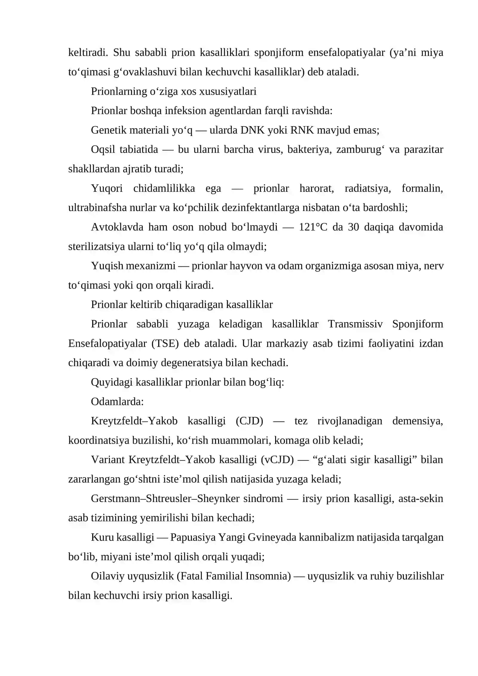 Prionlarning (Proteinaceous Infectious Particle – oqsilsimon yuqumli bo‘lakcha) amaliyotda ahamiyati 3