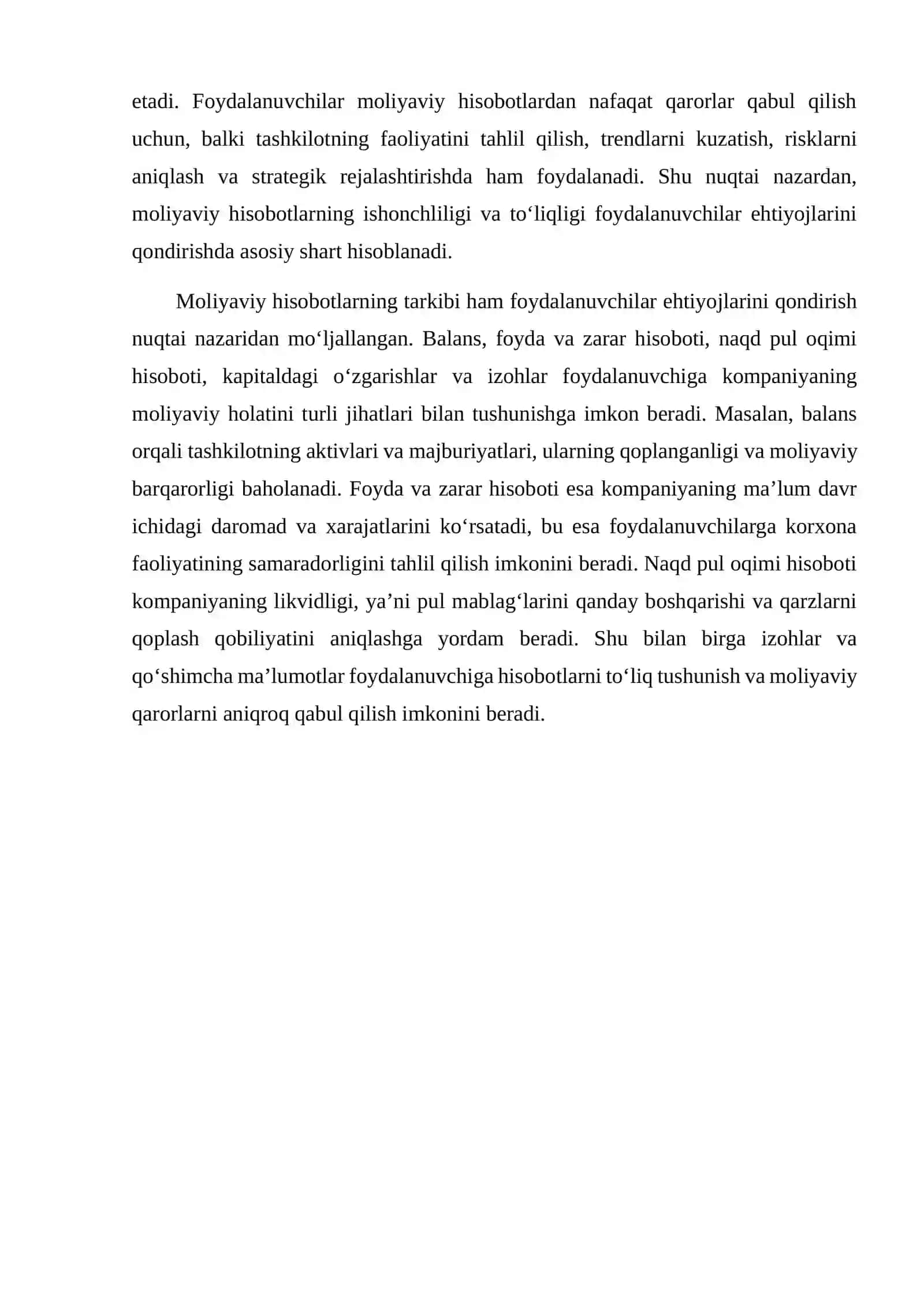 Moliyaviy hisobotdan foydalanuvchilar va ularning axborot ehtiyajlari 3