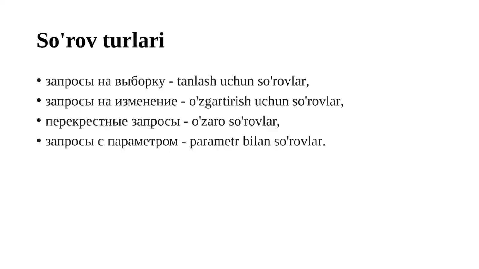 9 -Amaliyish:So'rov yordamida jadval yaratish.Konstruktorrejimida so'rov yaratish 3