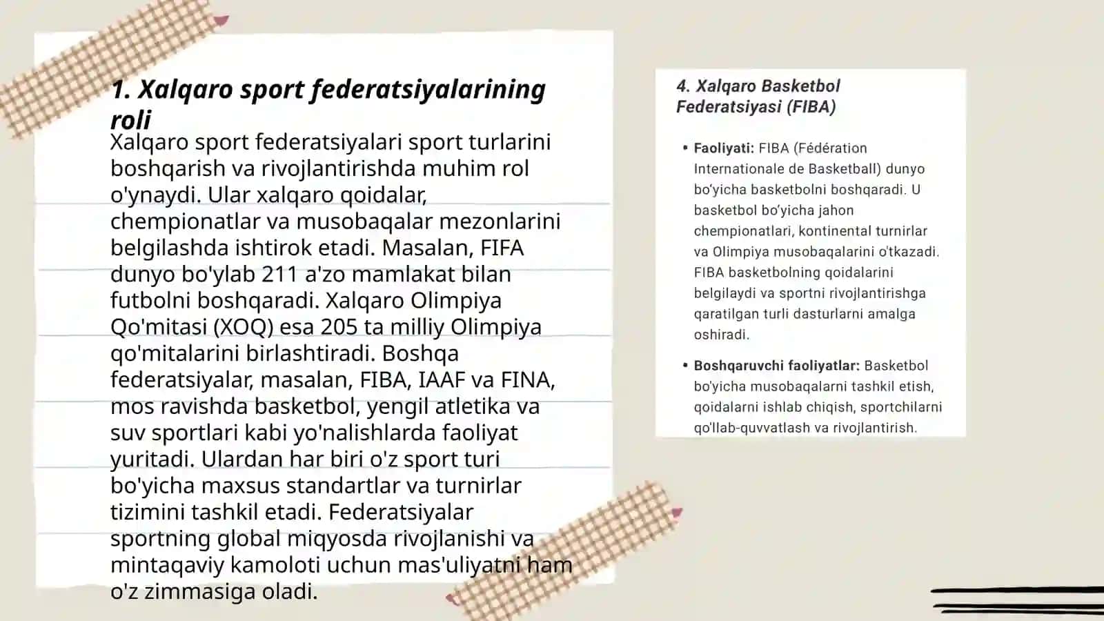 Xalqaro sport federatsiyalari va ularning faoliyati 3