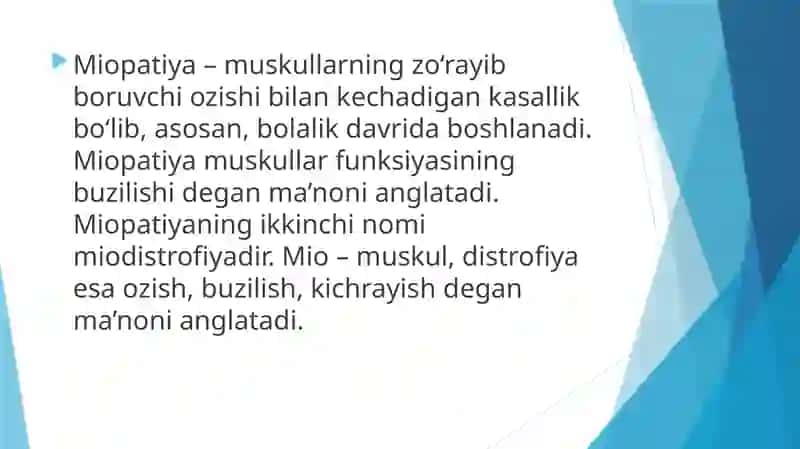 Miopatiyalar. Muskullar denervatsiyasi 3