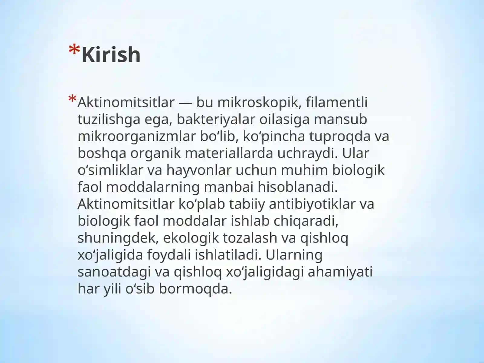 Aktinomitsitning sanoat va qishloq xo'jaligidagi ahamiyati 3