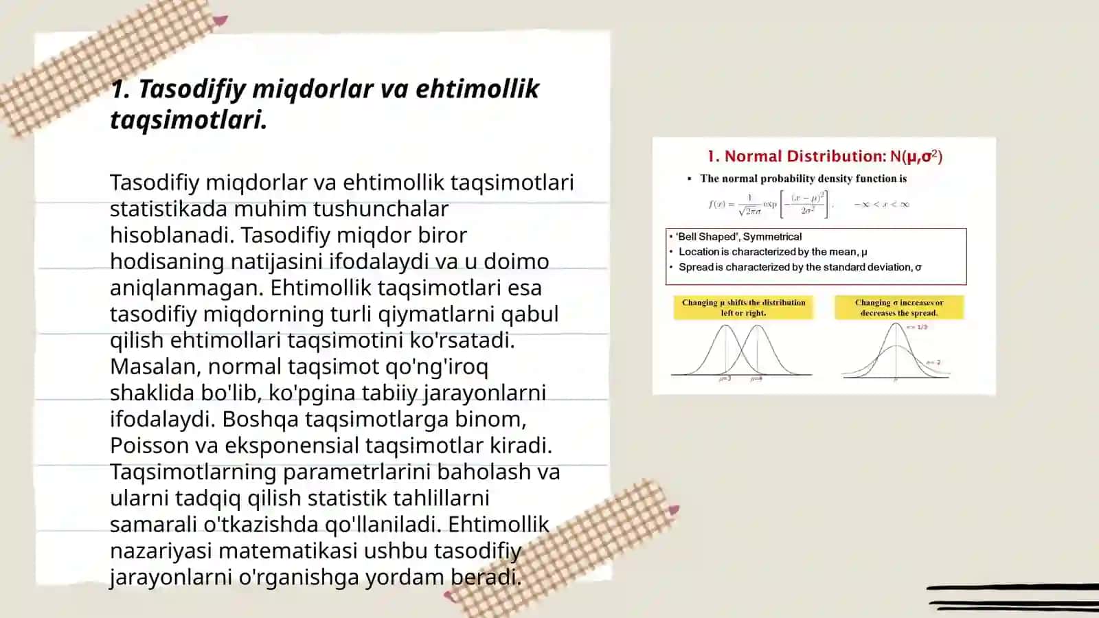 Tasodifiy miqdorlar va ehtimollik taqsimotlari 3